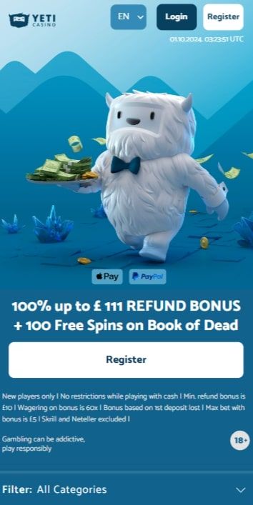 yeti casino mobile preview