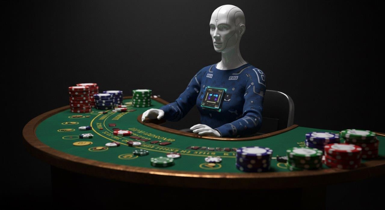 AI android at blackjack table