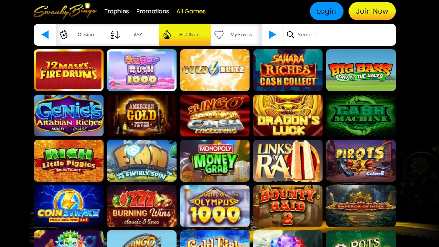 swankybingo casino desktop preview