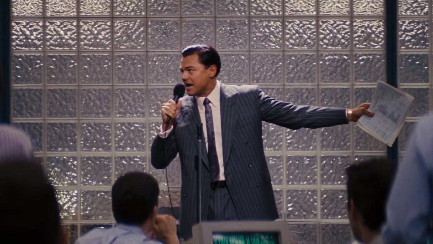 wolf of wall street office party scene